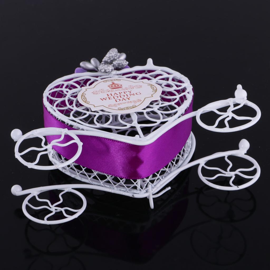 6Pieces Carriage Candy Chocolate Boxes Wedding Party Favour Decor Box Purple