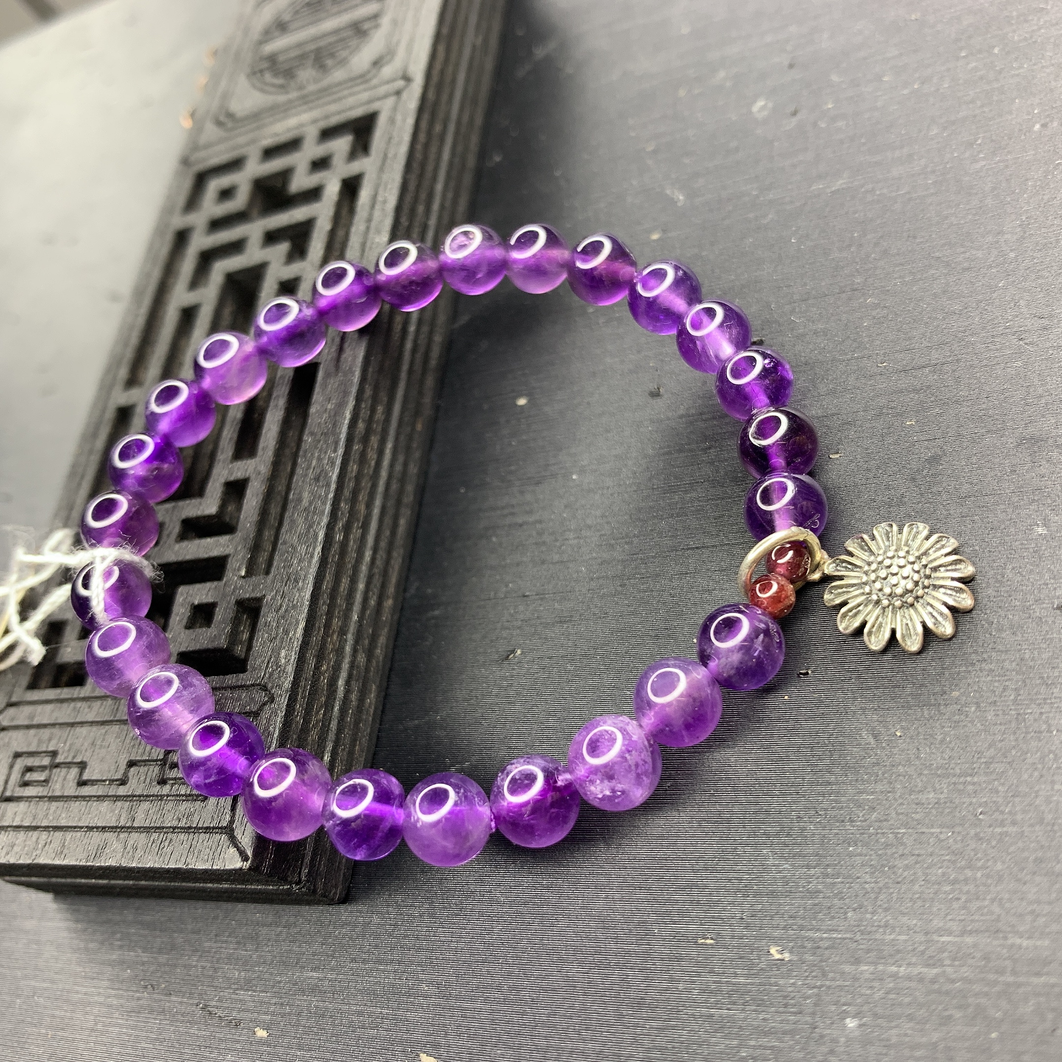 Vòng tay, chuỗi tay phong thuỷ thạch anh tím 6mm