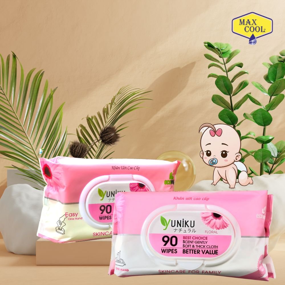 Combo 6 Gói Khăn Ướt Yuniku 90 Tờ Hương Phấn