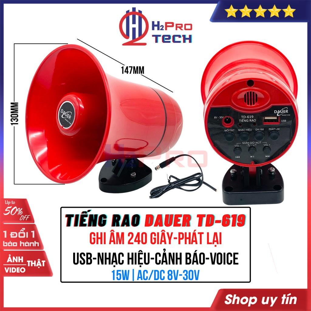 Loa Phóng Thanh Cầm Tay, Loa Bán Hàng Rong Dauer TD-619 15W Ghi Âm-Phát Lại-Usb-Nhạc Hiệu-Cảnh Báo-Giọng Nói-H2Pro Tech