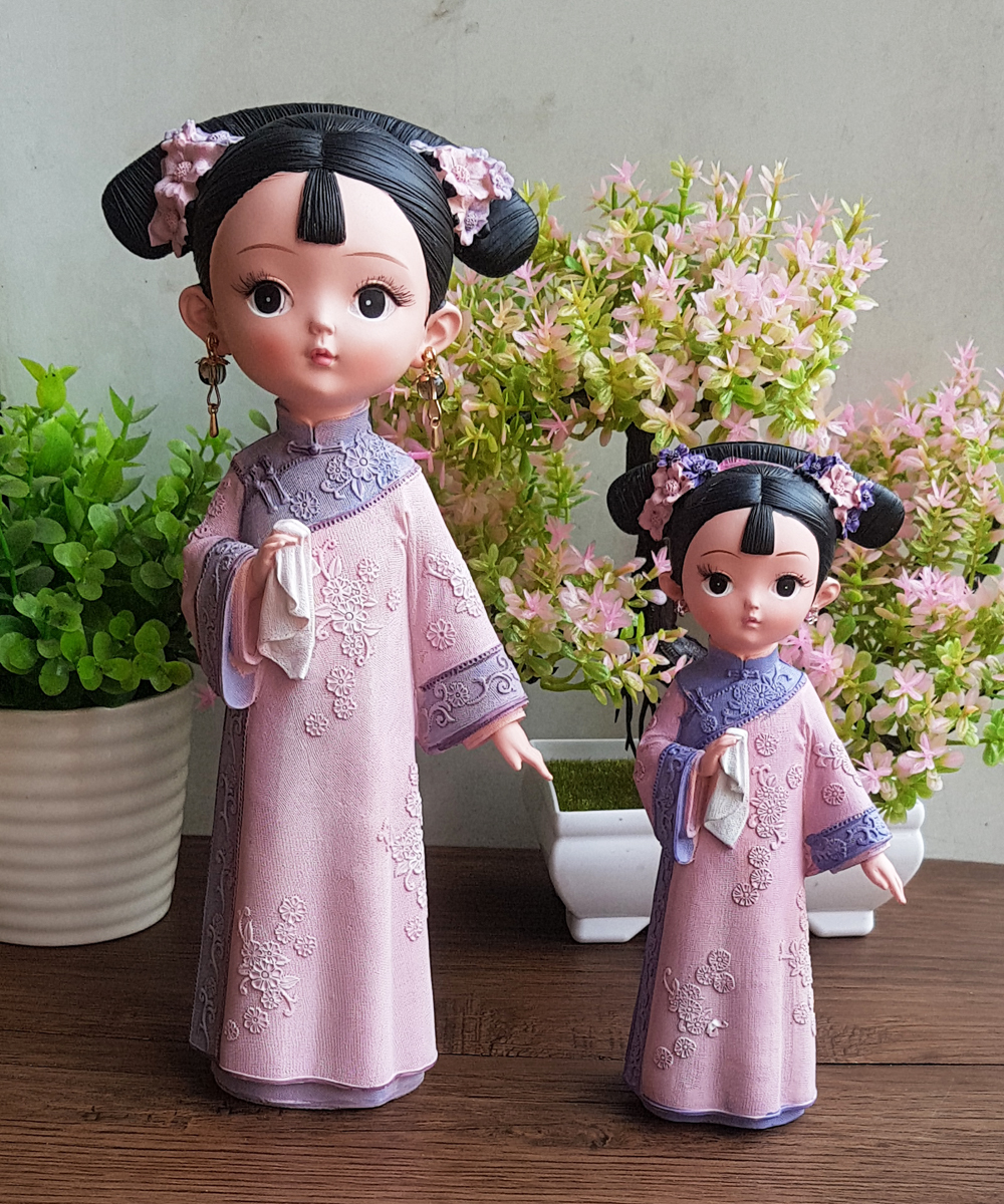 Tượng thiếu nữ cầm khăn cổ trang 3D size 16cm / size 22cm mẫu MIXU003