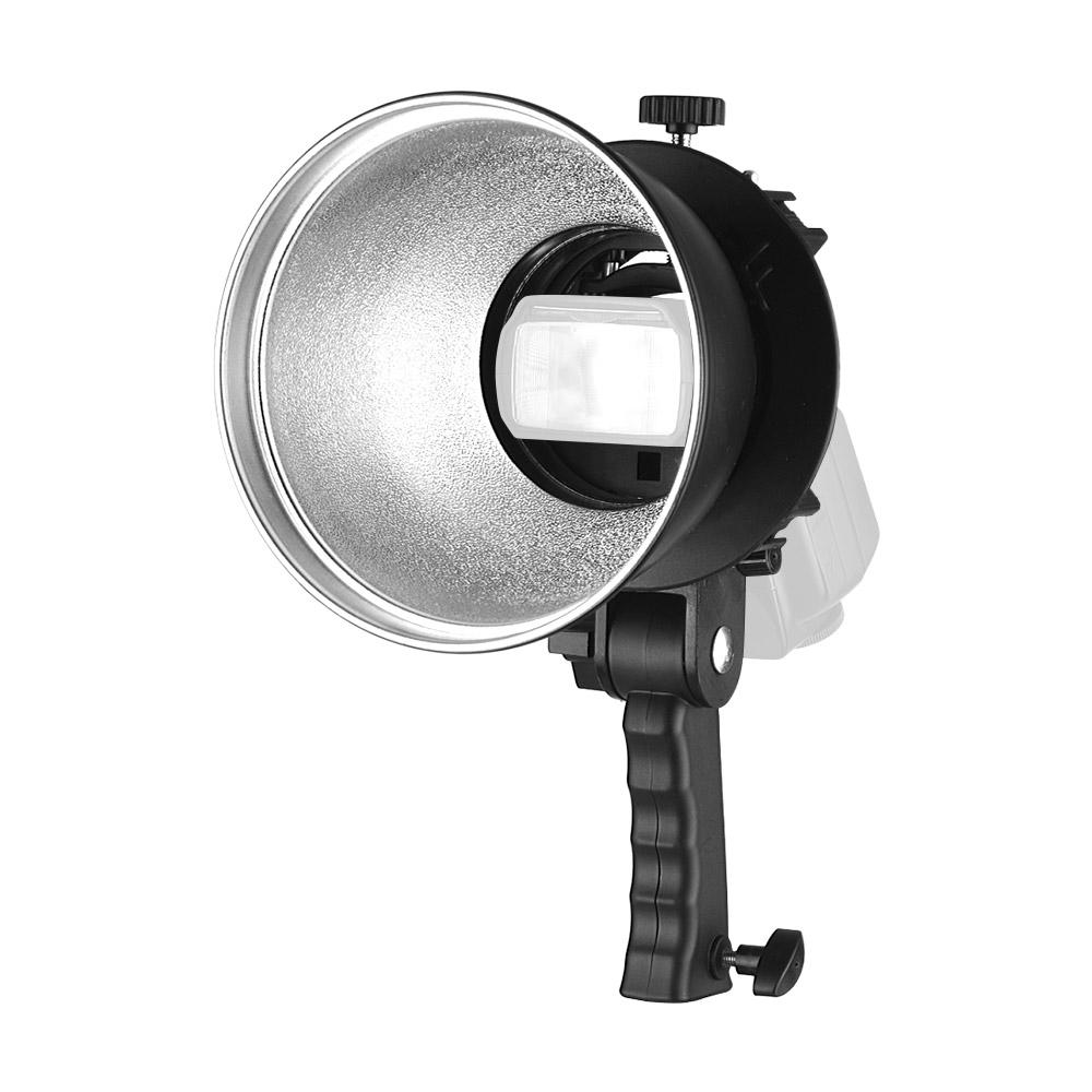 Giá đỡ đèn flash loại S cầm tay + Bộ khuếch tán phản xạ tiêu chuẩn 7 inch 65 độ với giá treo Bowens