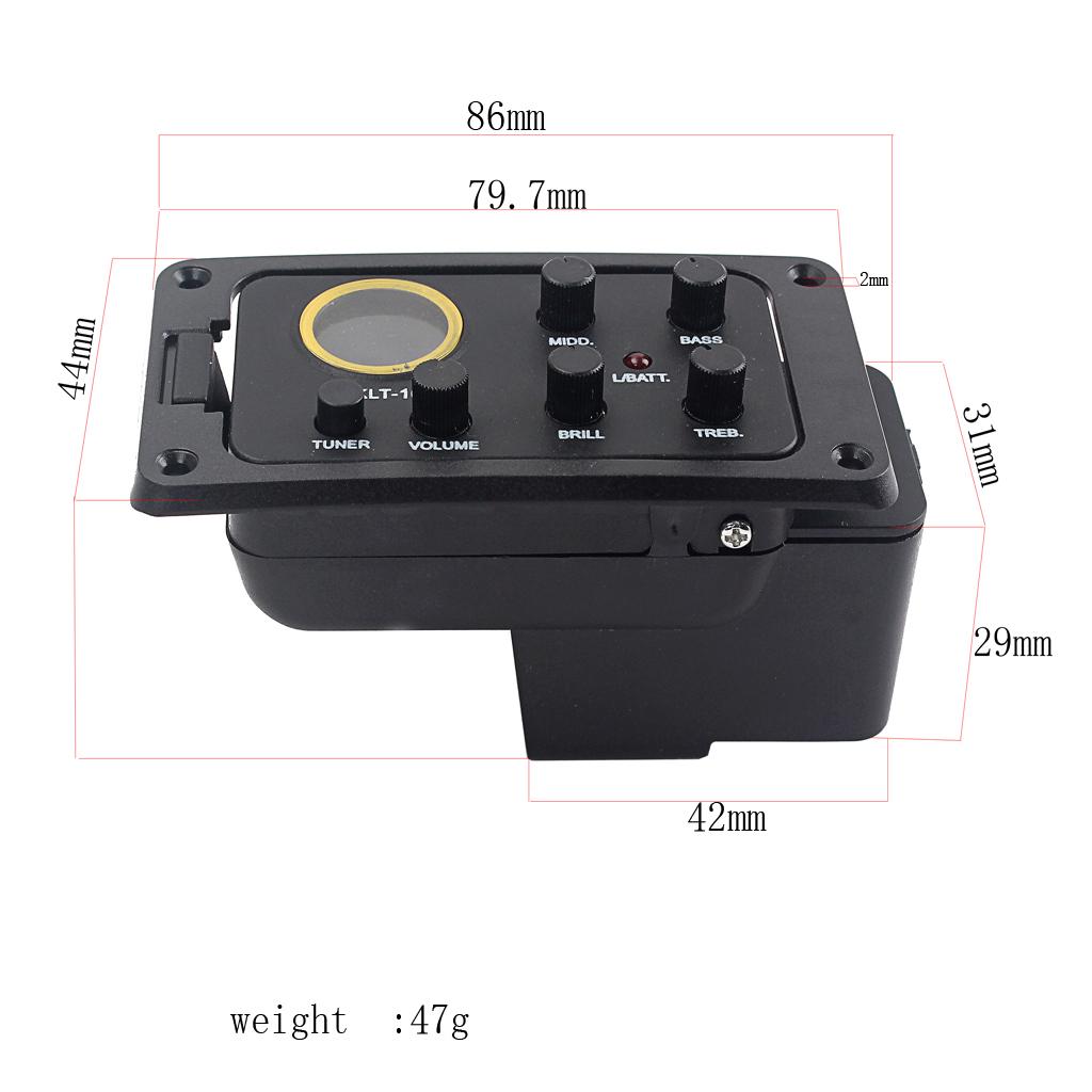4-Band EQ Equalizer Acoustic Guitar Kits Preamp Piezo Pickup w/ Cable Screws