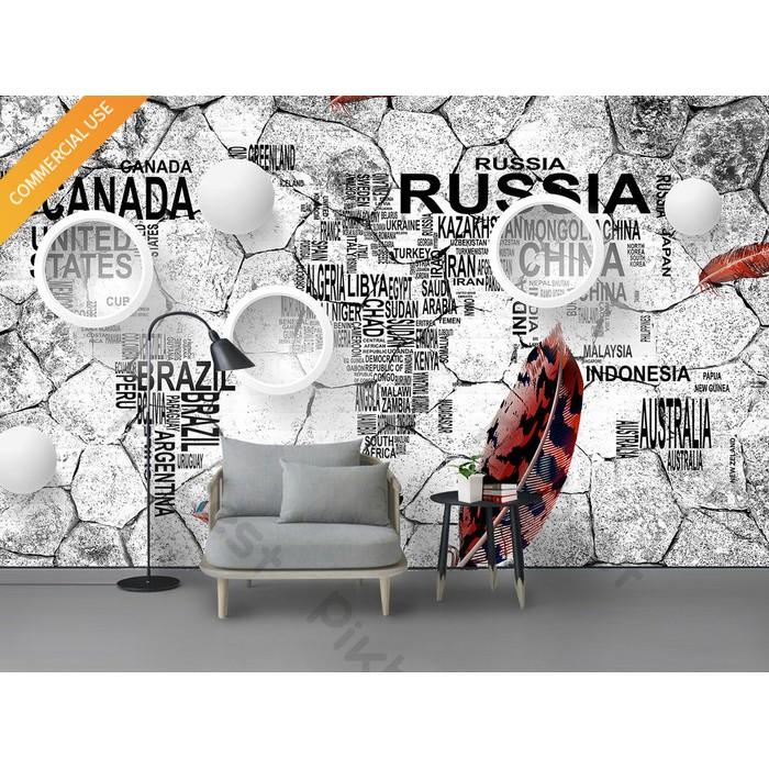 Tranh dán tường Bức tường xi măng hiện đại phong cách bắc Âu, Tranh dán tường 3d hiện đại MS1135448
