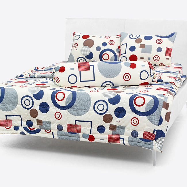Bộ Drap kèm mền 100% Cotton cao cấp có đủ size - HT bi xanh kem