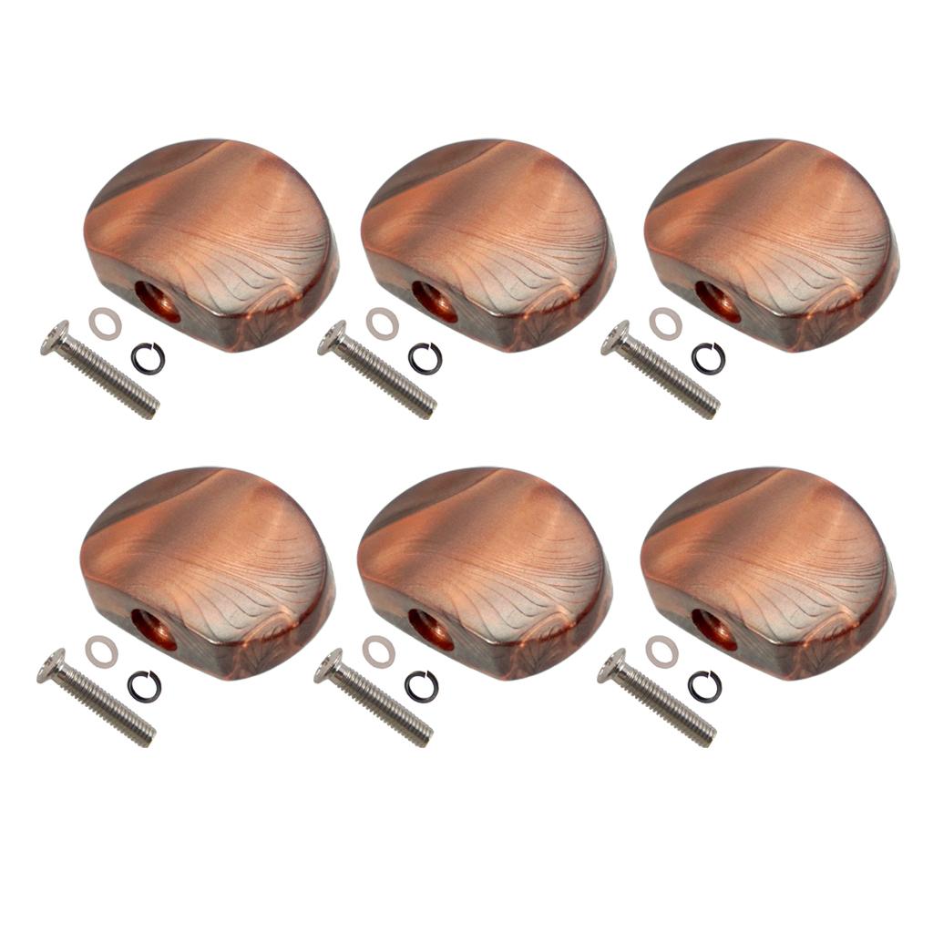 Sunnimix 6 Chiếc Hình Bán Nguyệt Hình Đàn Guitar Điện Chỉnh Chốt Nắp Chỉnh Âm Máy Đầu Thay Thế Nút Núm, Cà Phê
