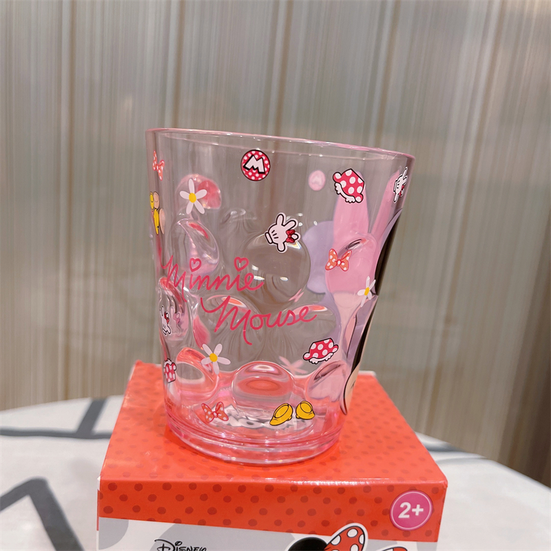 Ly nhựa pha lê trong suốt Disney có quai cầm tay hình chuột Minnie Mouse cho trẻ em