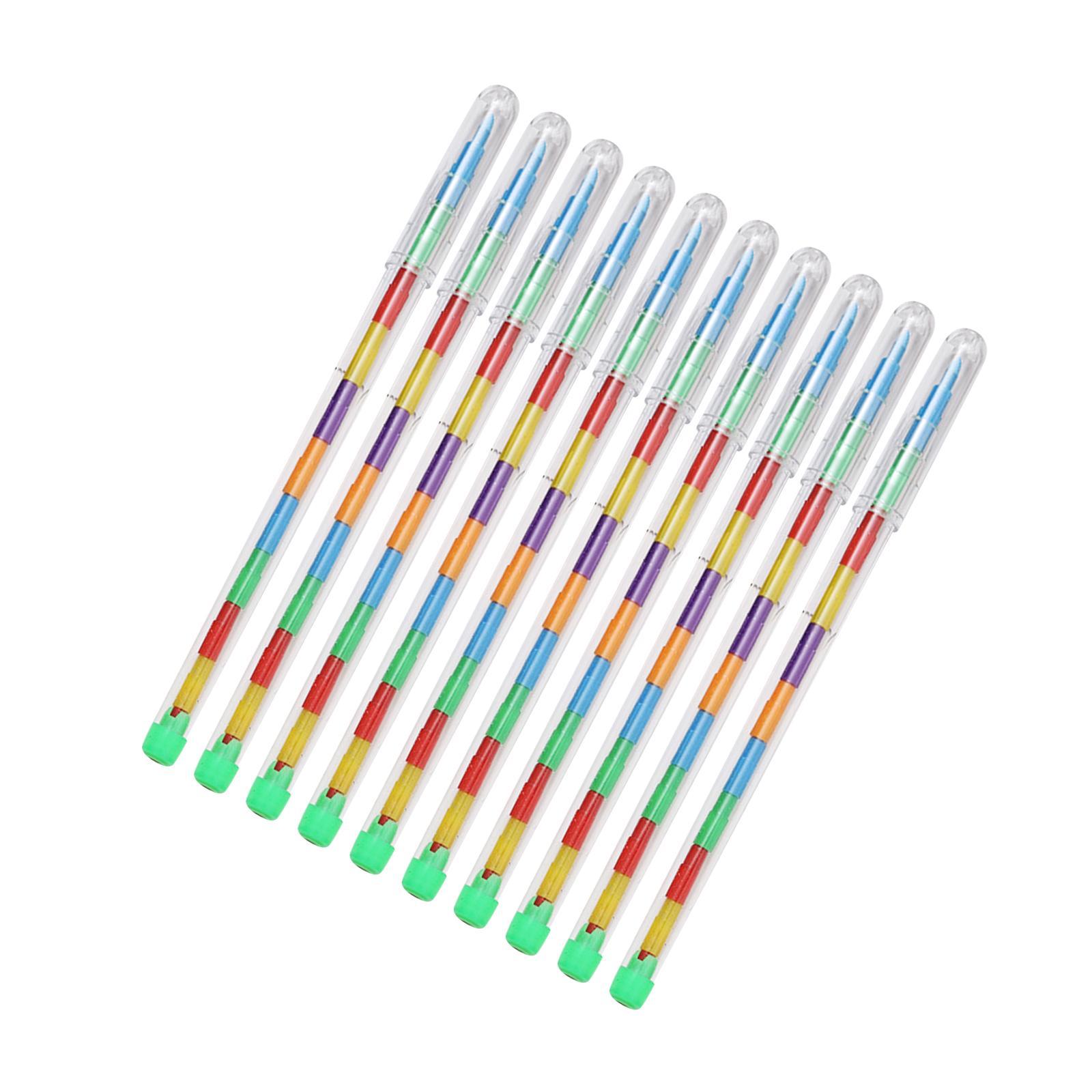 10 Pieces Rainbow Pencils Stackable Crayons for Kids Stacking Crayons Buildable Crayons Party Favors for School Supplies
