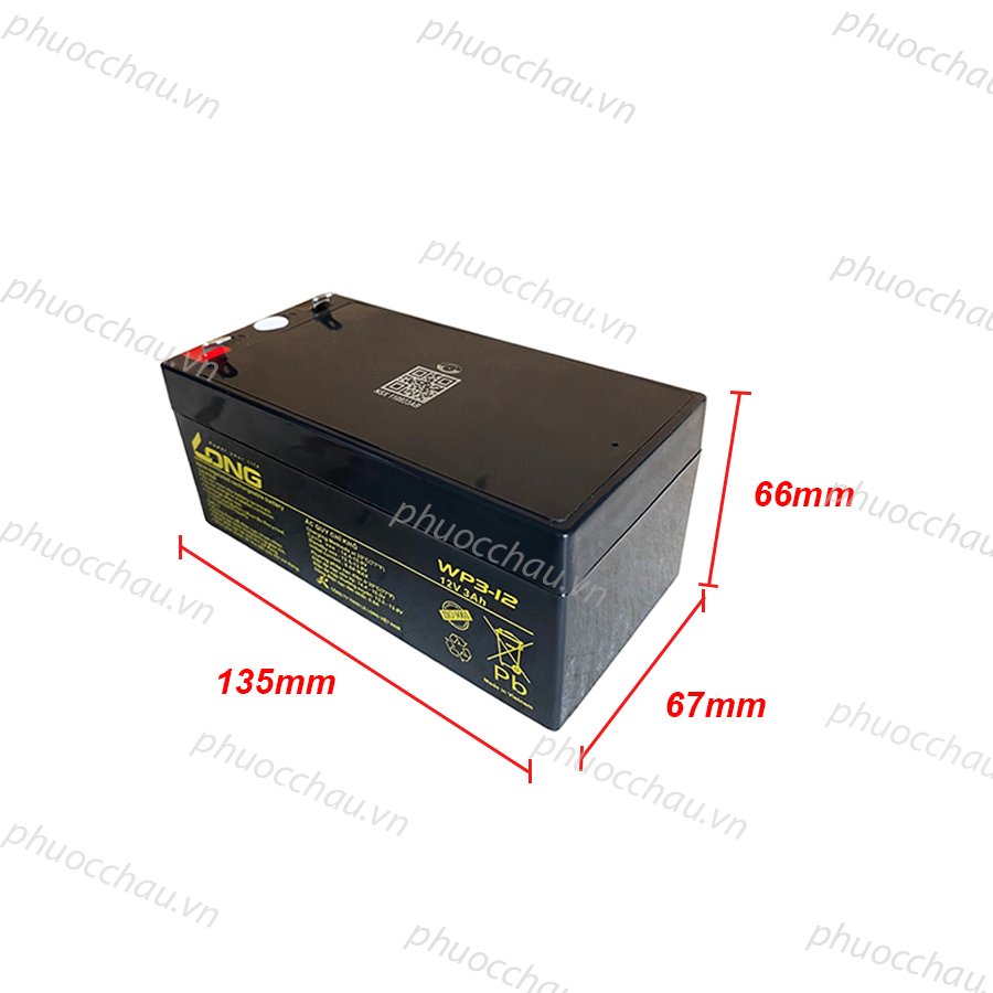 Ắc Quy LONG WP3-12 12V 3AH Chính Hãng Dùng Cho Cân Điện Tử, UPS, Thiết Bị Mạng...