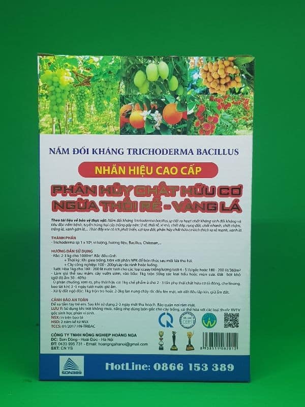 Trichoderma - Bacillus:Chế Phẩm Vi Sinh 20 tỷ bào tử, Ủ chất hữu cơ thành phân bón, cải tạo đất, Xử lý đất