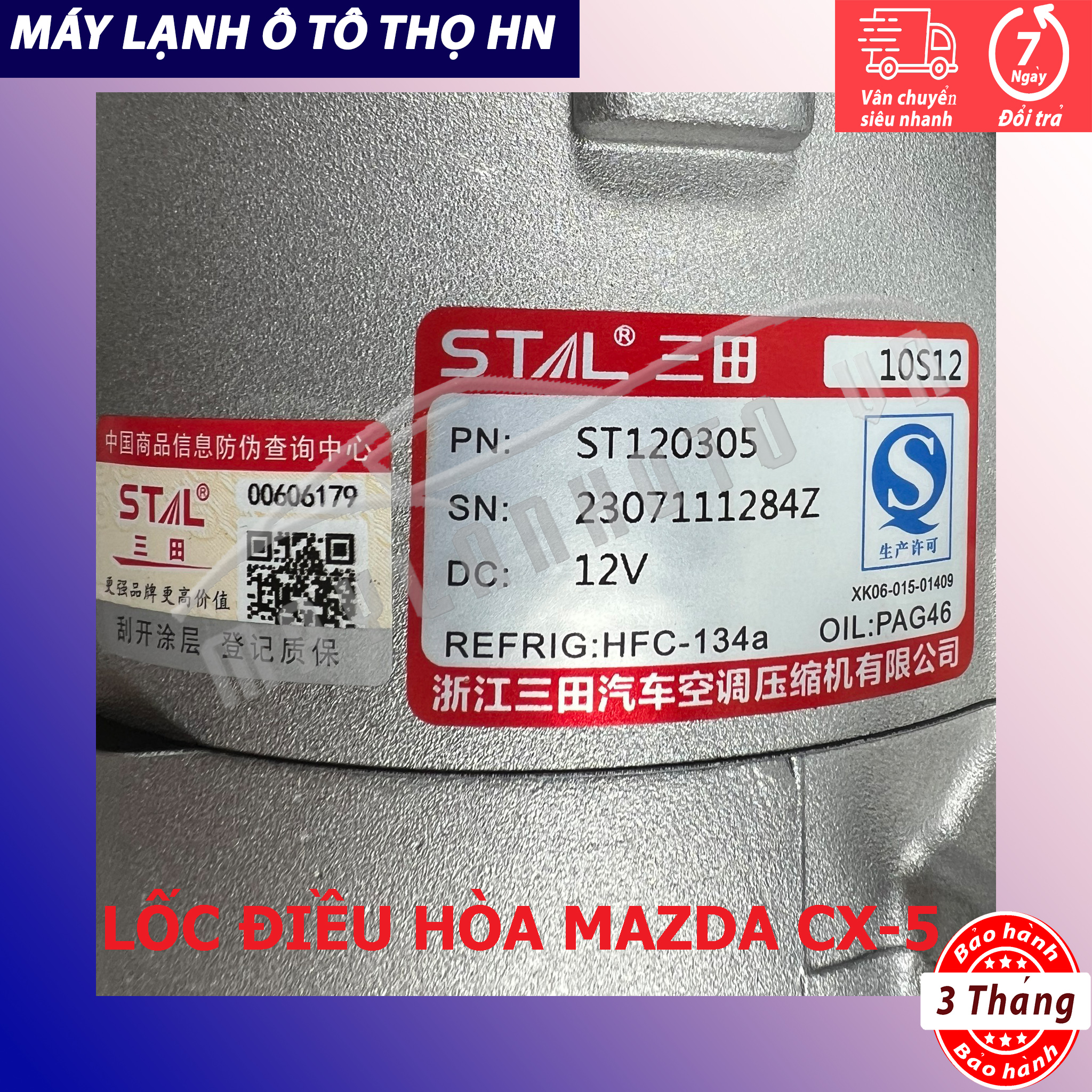 Lốc điều hòa (block,máy nén) Mazda 3 / CX5 2015 2016 2017 2018 hàng Trung Quốc 15 16 17 18