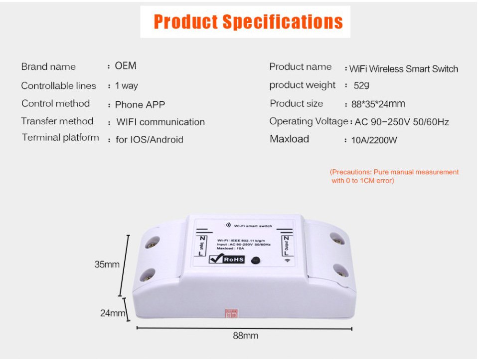 Công tắc thông minh wifi 10A