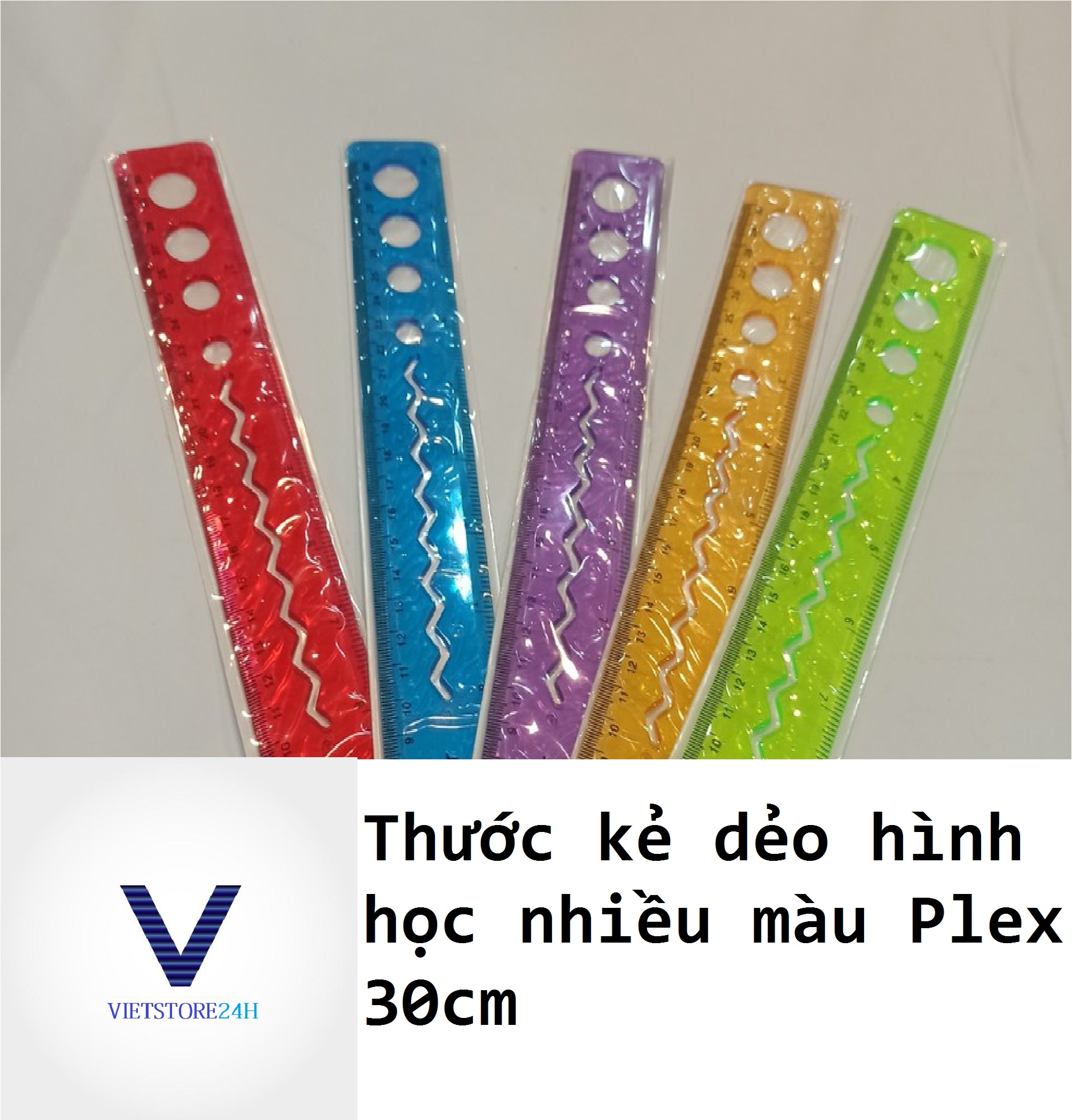 Thước kẻ dẻo hình học nhiều màu Plex 30cm VT