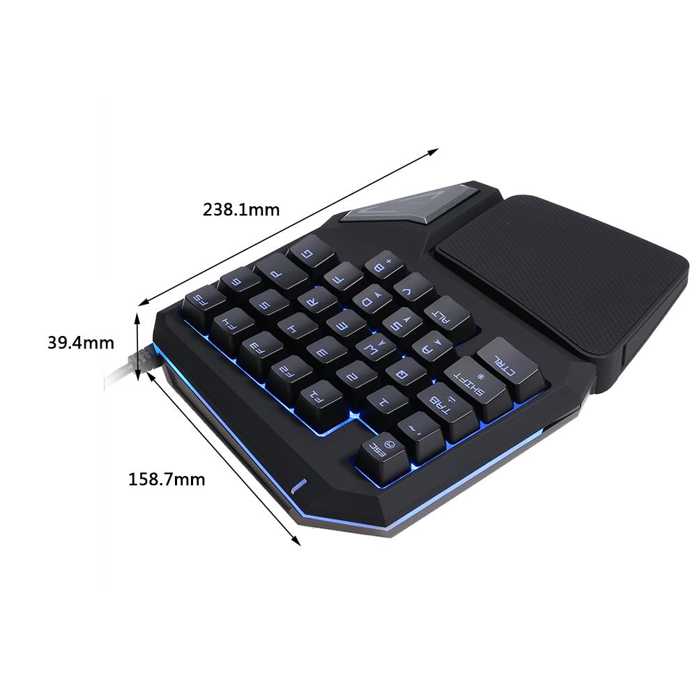  Bàn phím Delux T9 Pro Professional chơi game Esport có dây USB một tay / một tay 29 phím LED Backlit