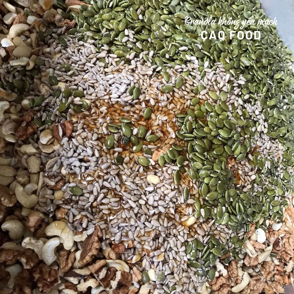 Granola siêu hạt không yến mạch nướng mật ong CAO Food từ hạt dinh dưỡng cao cấp 100% không đường