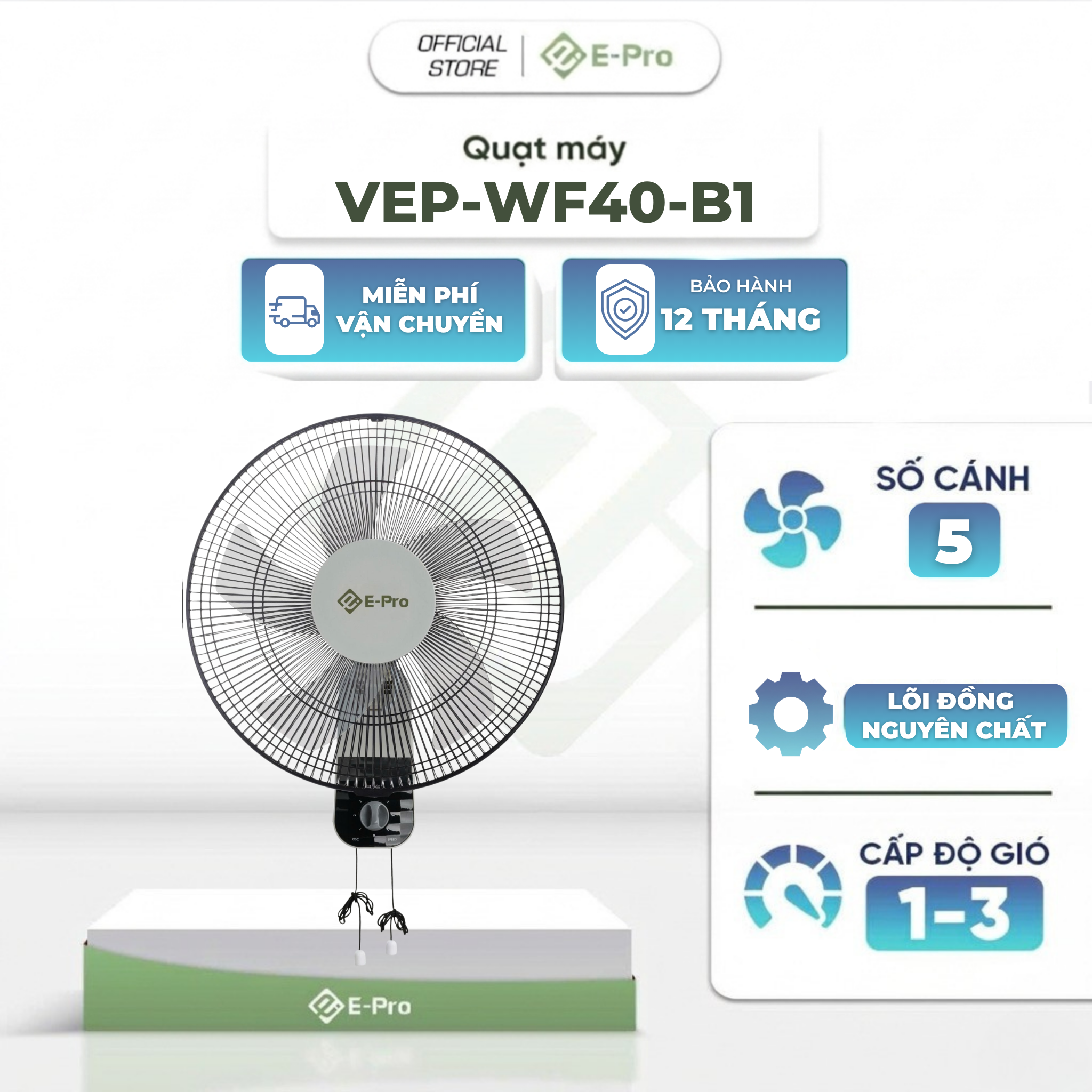 Quạt treo tường E-pro VEP-WF40-B1