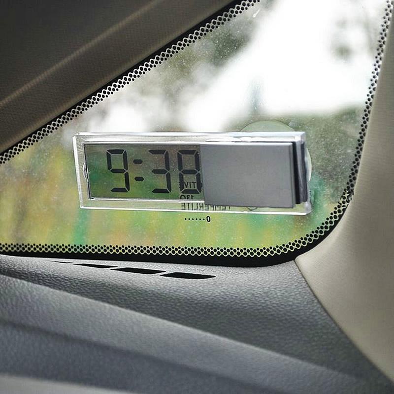 Đồng hồ điện tử màn hình LCD có giác hút gắn bảng điều khiển xe hơi