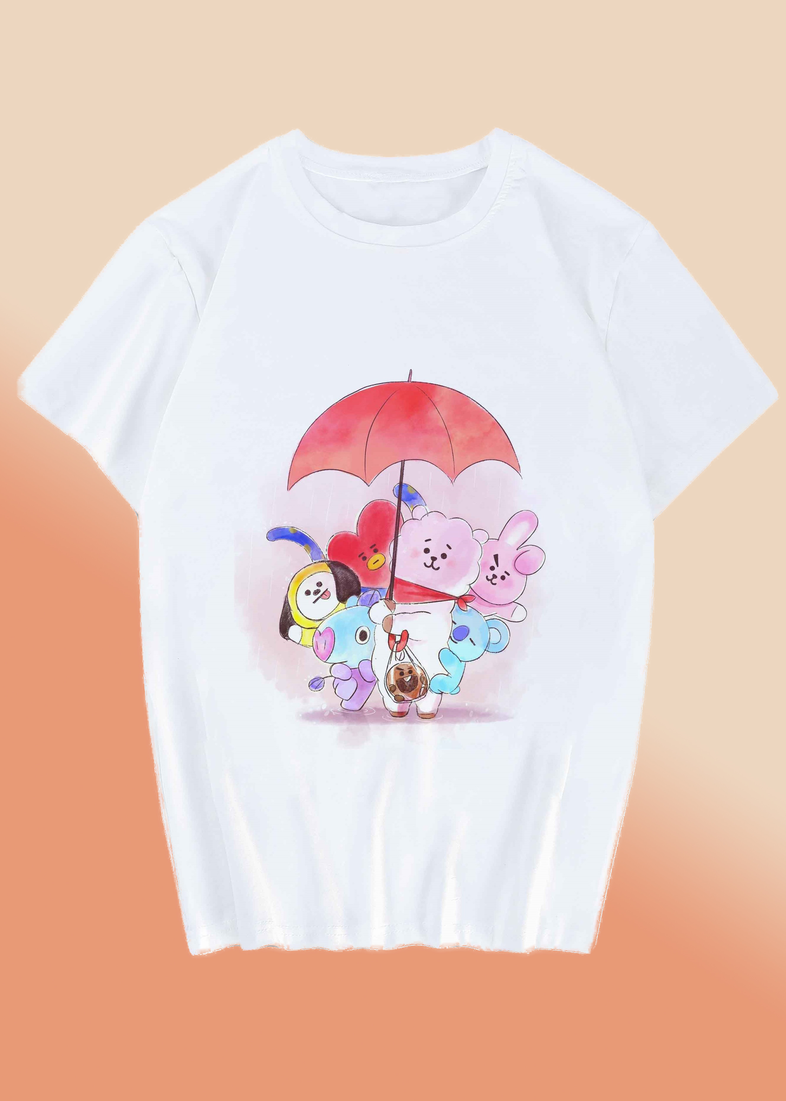 Áo thun BT21 BTS in hình BT21 che ô siêu cute