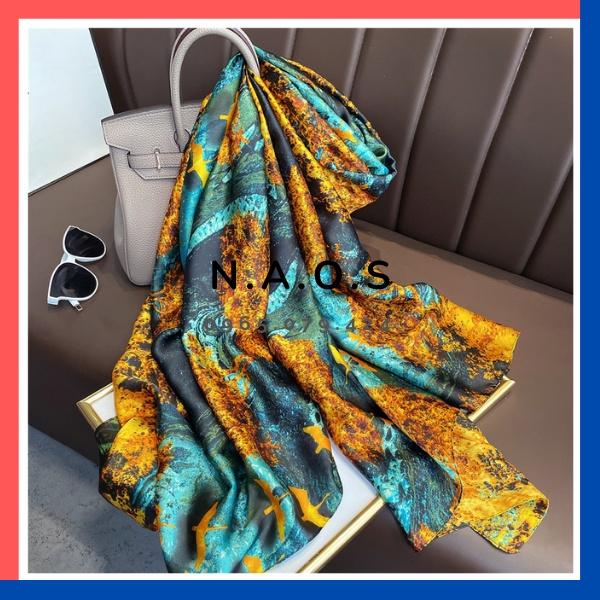-Khăn choàng lụa dài Quảng Châu-Khăn Choàng Cổ Lụa Silk Họa Tiết Hoa Sen-Qùa tặng 20/10-quà tặng sinh