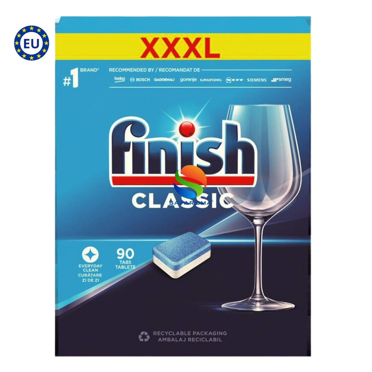 Viên rửa bát Finish Classic 90 viên, viên rửa cao cấp chuyên dùng cho máy rửa bát, nhập khẩu chính hãng