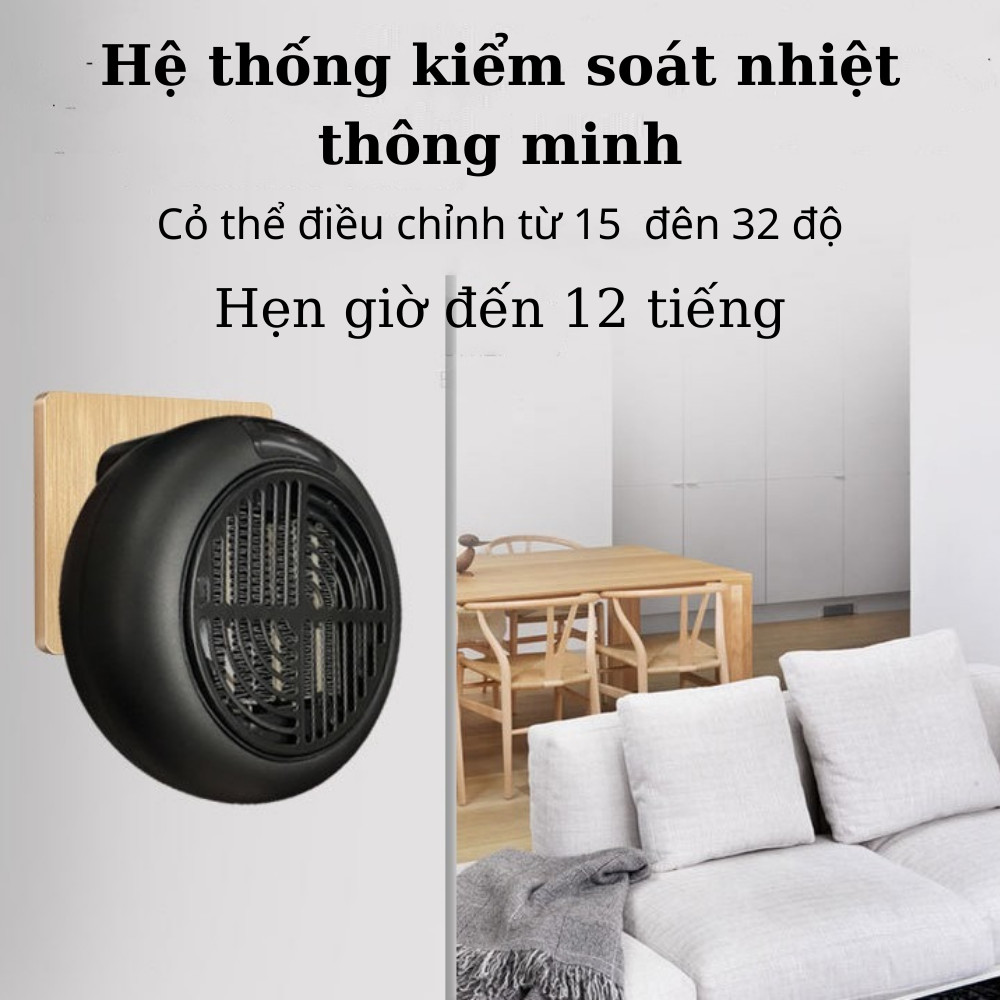 Quạt sưởi ấm dùng cho phòng ngủ, nhà tắm mini TQM.01 công suất 900W - Quạt sưởi mini cắm điện di động có điều khiển từ xa