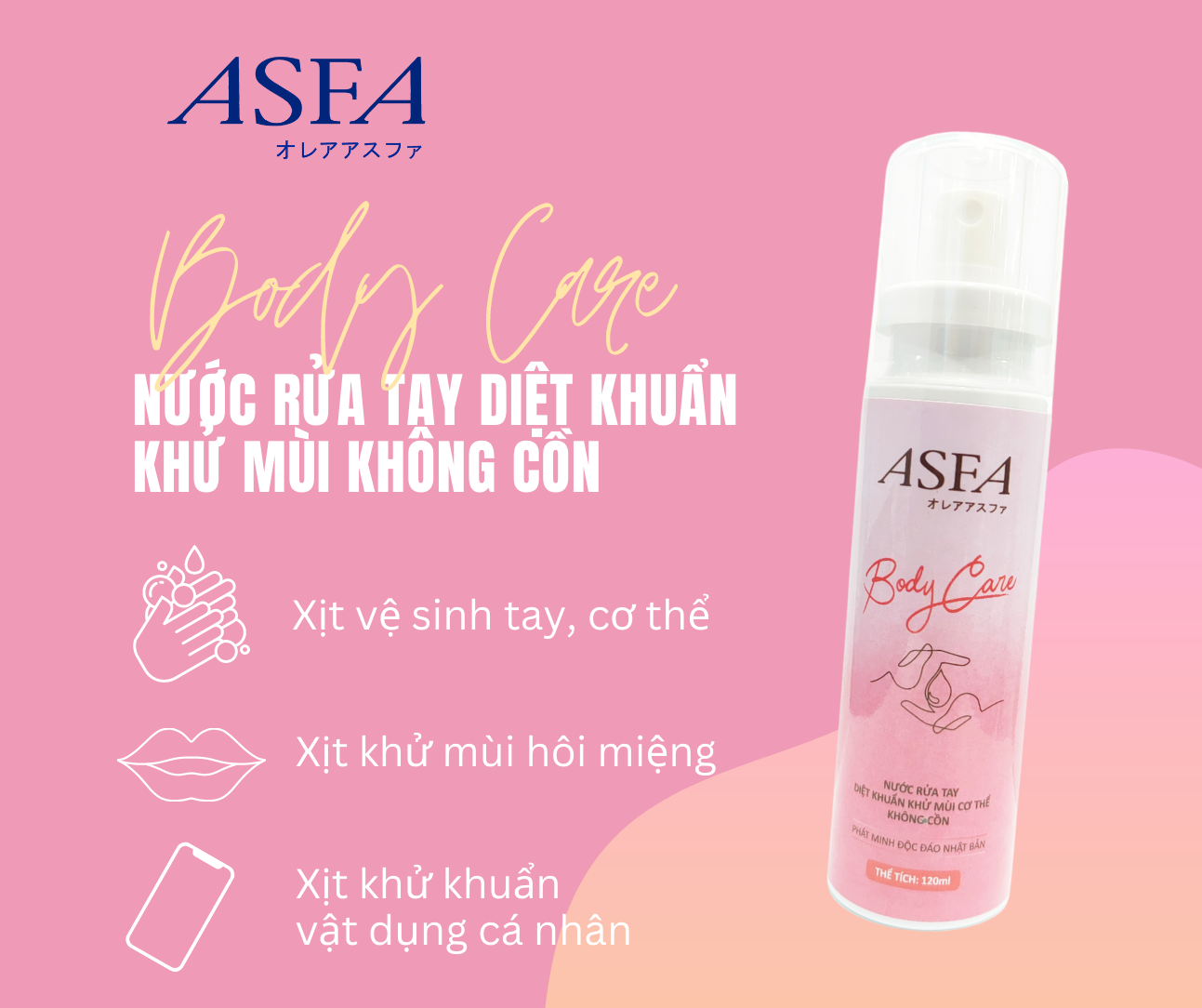 Nước diệt khuẩn, khử mùi ASFA dành cho cơ thể_Dung tích 120ml