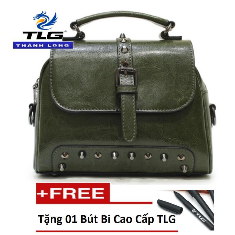 Túi xách nữ, túi đeo chéo đeo vai nữ da thật Đồ Da Thành Long TLG 208227 (xanh) tặng 01 cút bi cao cấp TLG K 410