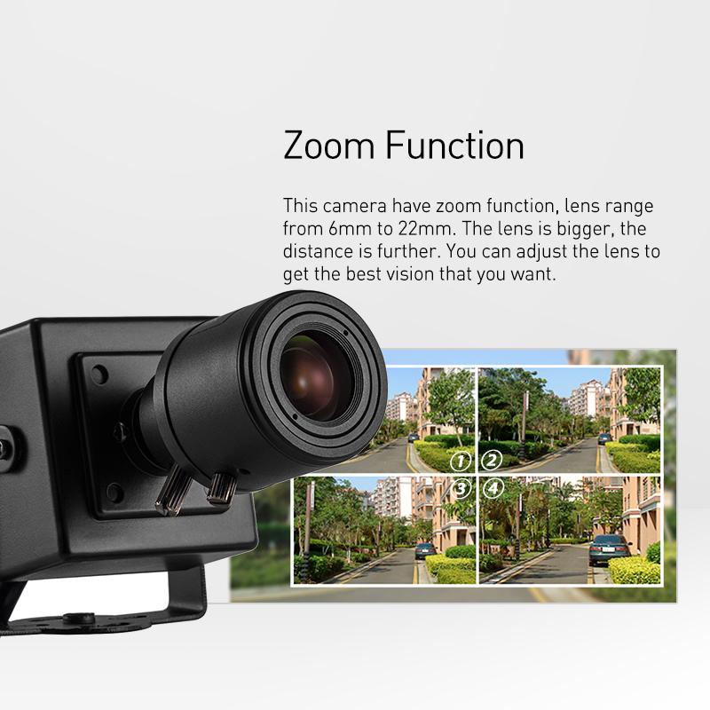 Poe H.265 3MP 1296p / 1080p 6-22mm camera IP Mini Type Tay Zoom Len Bảo mật trong nhà P2P CCTV Hệ thống giám sát video HD CAM Kích thước: 3MP DC 12V