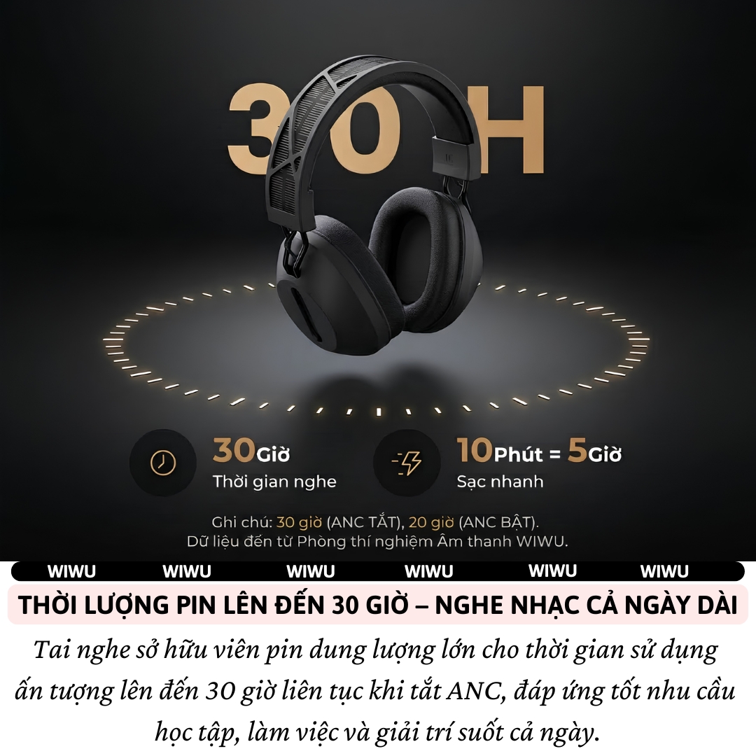 Tai nghe chống ồn ANC NeoSilent Pro cao cấp kết hợp sạc năng lượng mặt trời WIWU Solar TD-06 Bluetooth 5.3,Bass mạnh, Spatial Audio sống động, Hi-Res + LDAC nghe cực hay, Pin lâu &amp; sạc nhanh - Hàng nhập khẩu