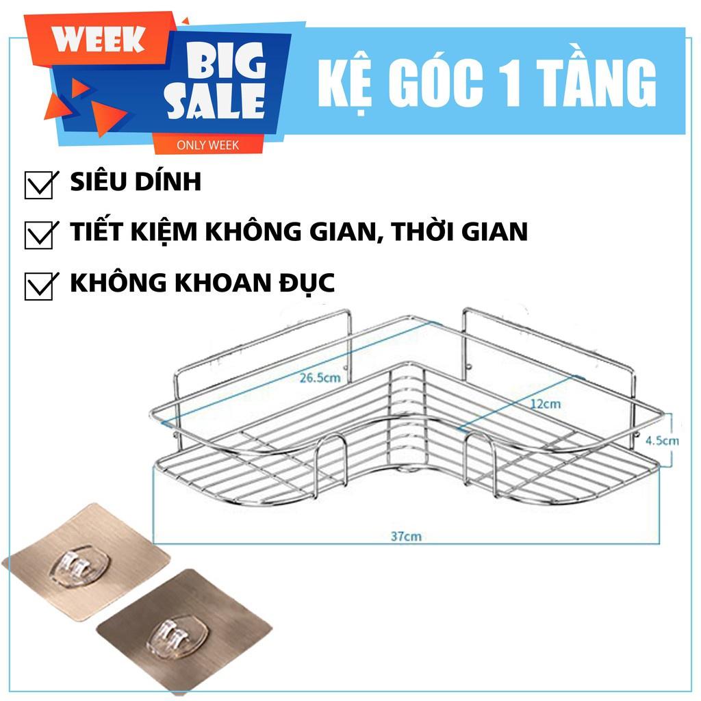 Kệ inox dán góc tường giá đựng đồ trong nhà tắm cao cấp - Cam kết không ưng hoàn tiền;