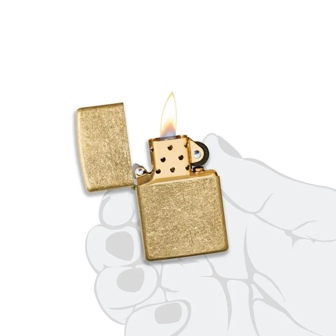 Bật Lửa Zippo Classic Tumbled Brass Màu Hổ Phách - Zippo Đồng Thau Xước Bụi Cổ Điển Chống Vân Tay