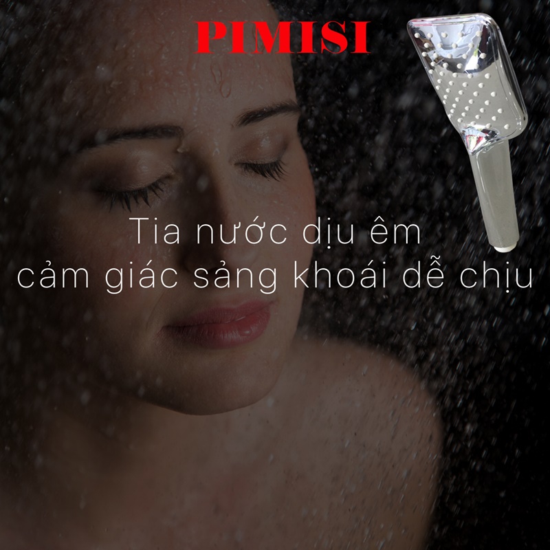 Bát sen tắm của vòi tắm hoa sen nóng lạnh Pimisi 1 chế độ với tay sen bằng nhựa cao cấp mạ xi Cr/Ni sáng bóng - đầu lỗ bát cao su massage tăng áp | Hàng chính hãng