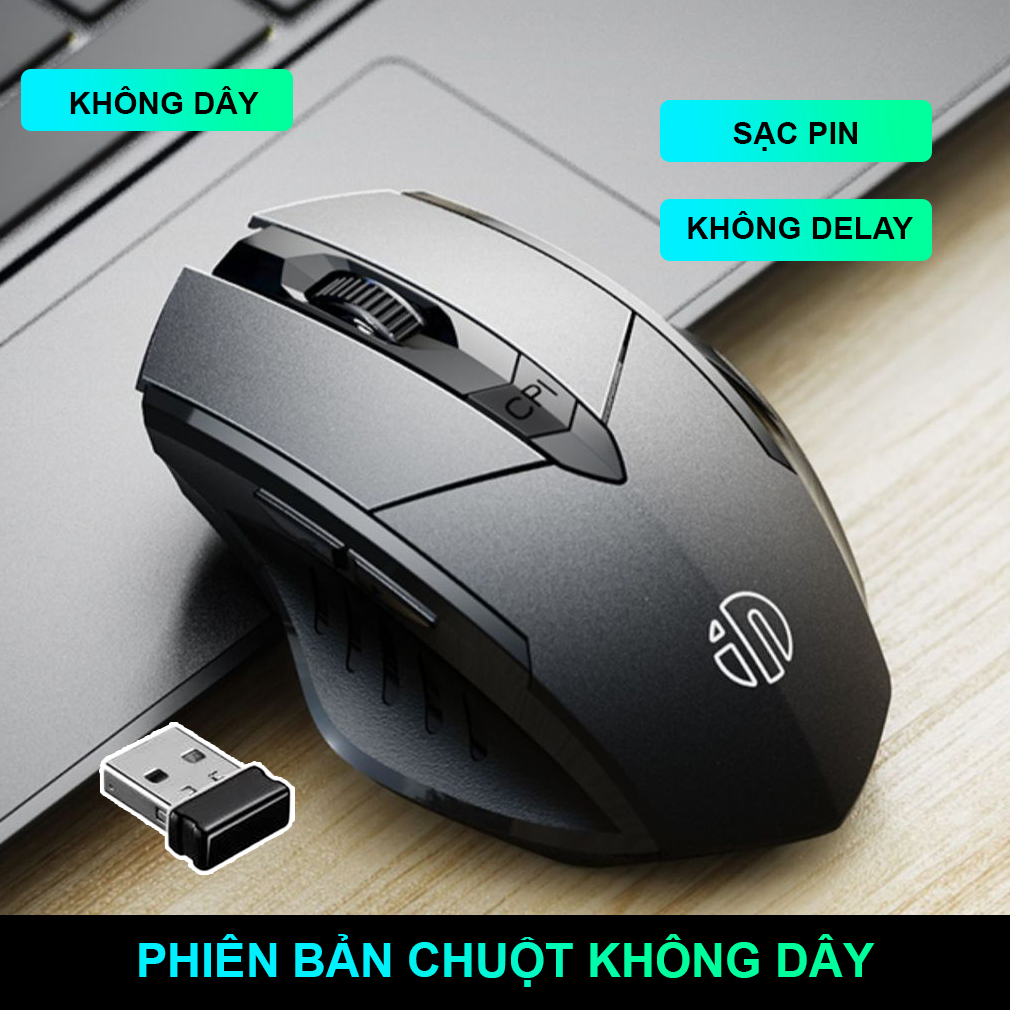 Chuột gaming không dây sạc pin Sidotech P6W cho game thủ chơi game chuyên nghiệp kết nối Wireless 2.4G không độ trễ, pin sạc sử dụng 30 ngày tương thích máy tính laptop window Mac OS - Hàng Chính Hãng