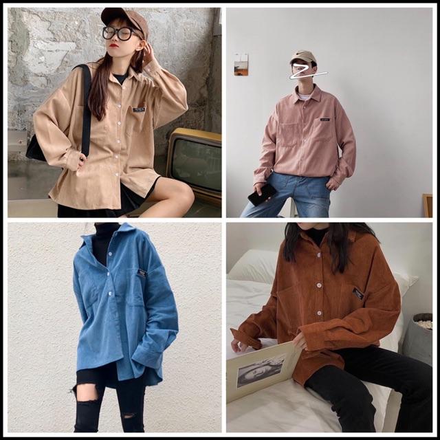 Áo sơ mi from rộng, áo dạ, áo nhung kiểu unisex