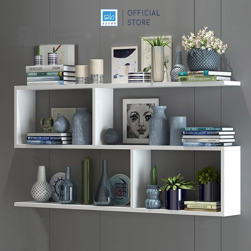 Giá Sách Treo Tường 3 Tầng Đơn Giản Sib Decor Nhiều Màu - Trắng - 120 X 55 X 15Cm