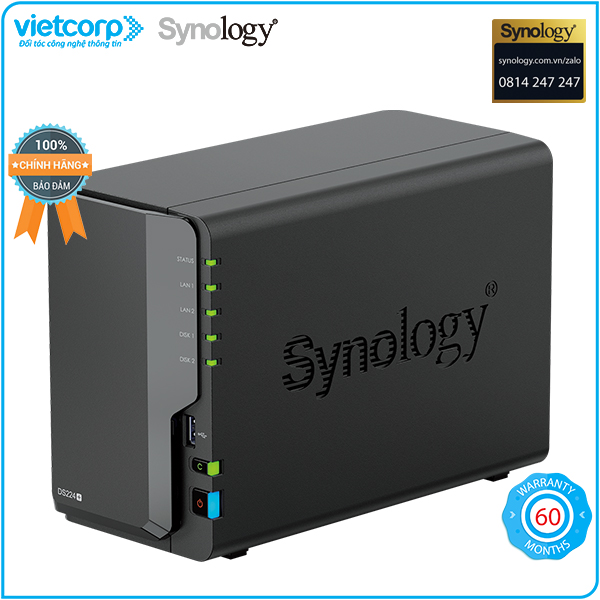 Thiết bị lưu trữ NAS Synology DS224+ - Hàng Chính Hãng