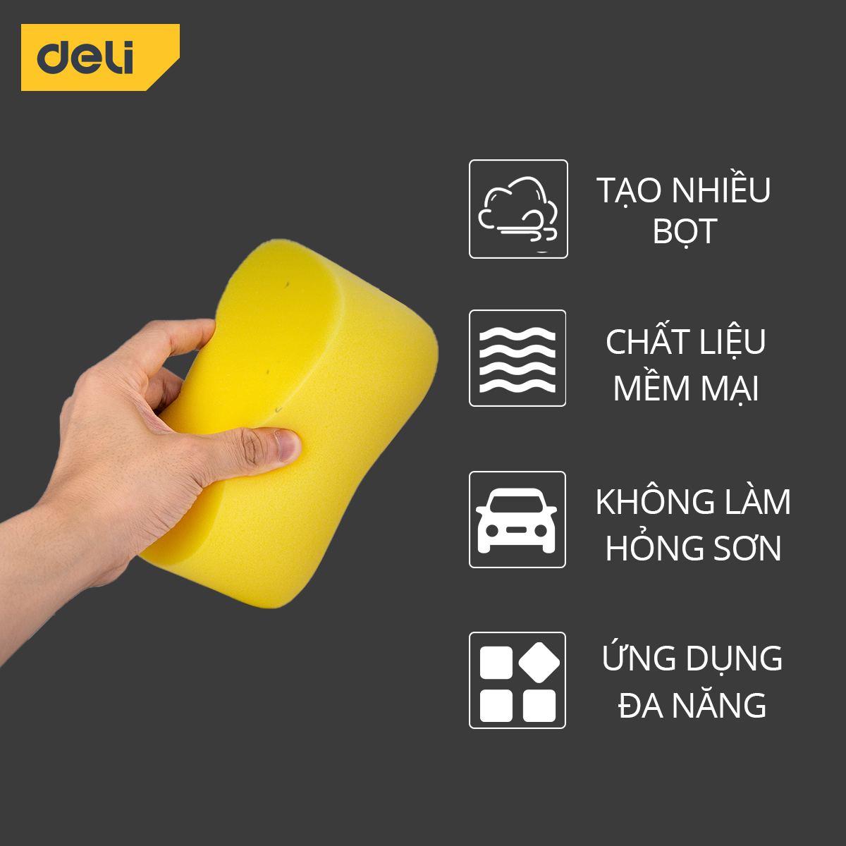 Miếng Bọt Biển Cọ Rửa Deli, Lau Rửa Ô Tô, Xe Máy, Dụng Cụ Gia ĐÌnh, Chất Liệu Mềm Mại, An Toàn, Tiện Dụng - DL882003