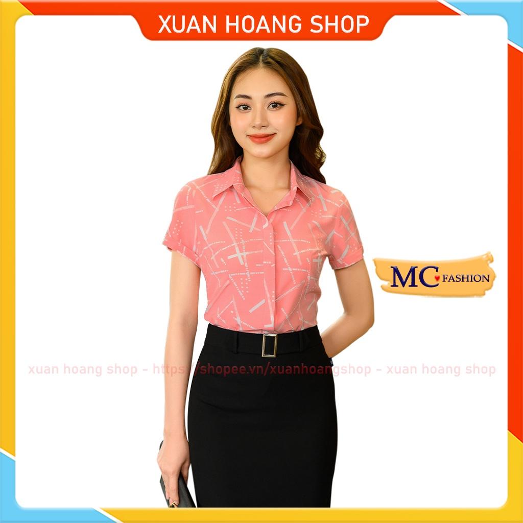 Áo Sơ Mi Nữ Đẹp Tay Ngắn Cộc Mc Fashion, Họa Tiết Kẻ Sọc, Trắng, Xanh Than, Hồng, Đỏ Vàng A692