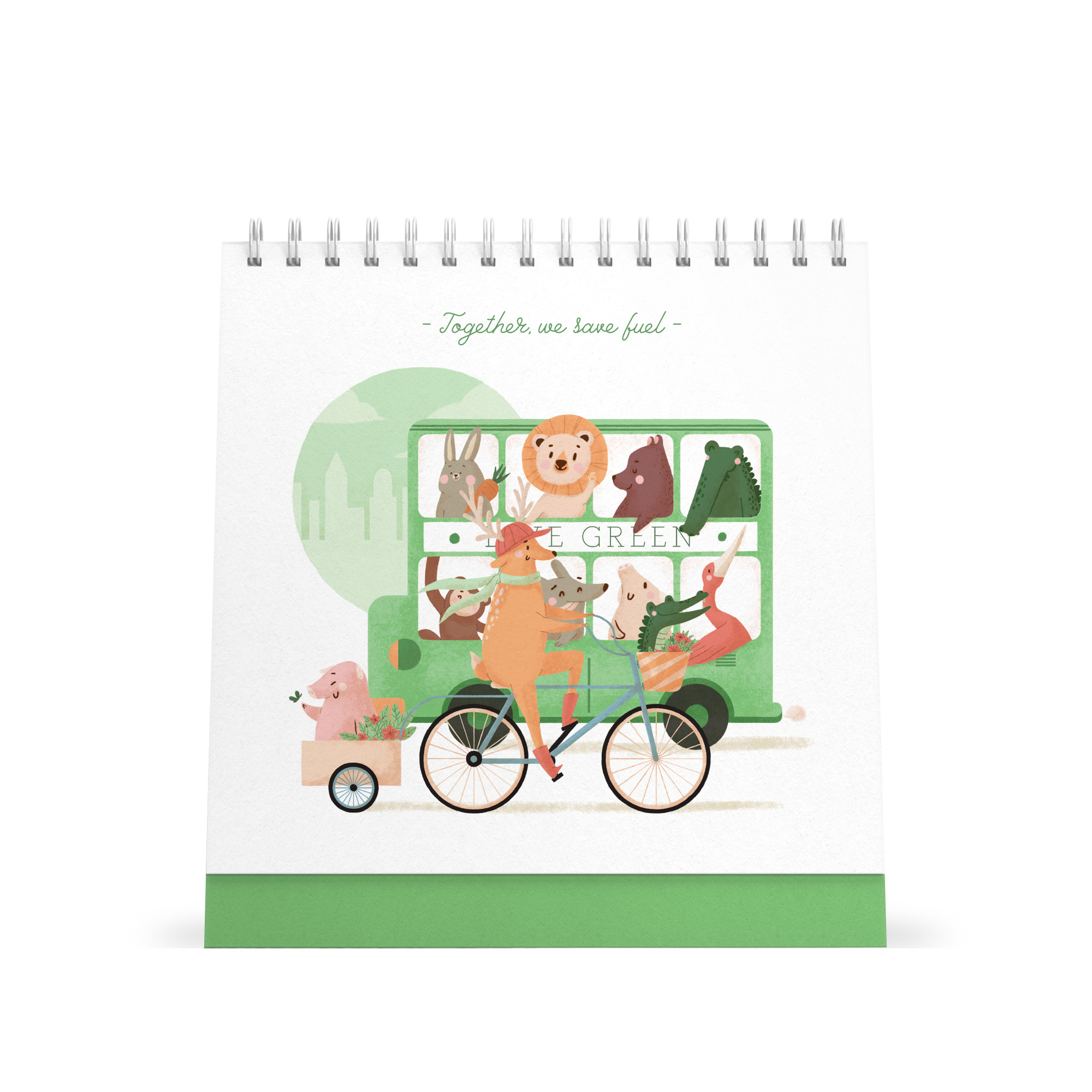 Lịch bàn vuông giấy mỹ thuật SDstationery 2021 Live Green (sống xanh) 20x20 cm