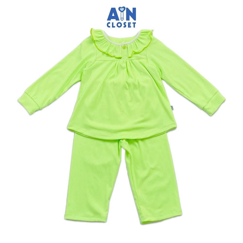 Bộ quần áo dài bé gái họa tiết Cổ Bèo Xanh nõn chuối thun cotton - AICDBGOZZUIO - AIN Closet