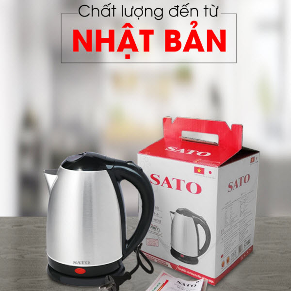 Ấm siêu tốc inox SATO ST688 1.8L - Hàng chính hãng