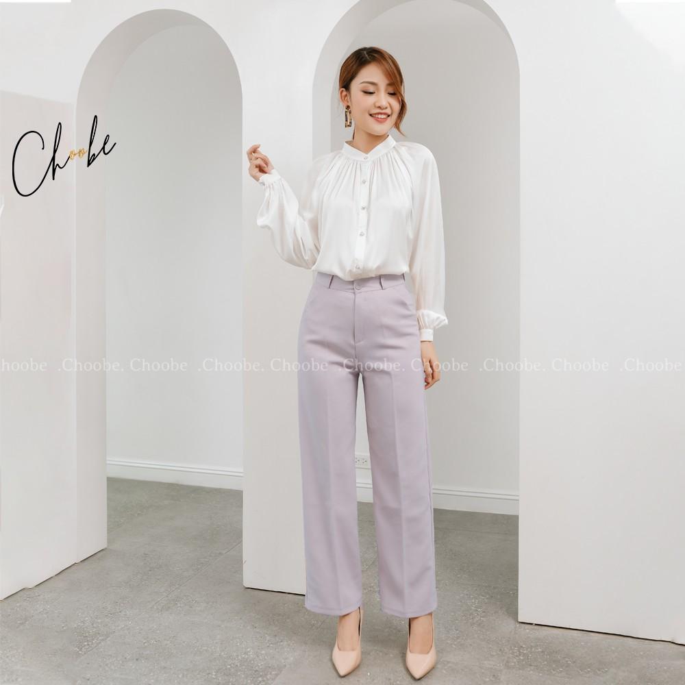 Quần suông ống rộng Choobe lưng cao vải cao cấp culottes nữ mặc kéo dài chân - Q01