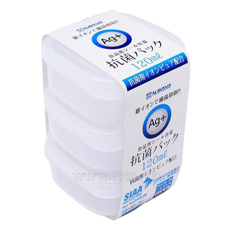 Bộ 3 Hộp Nhựa Đựng Thực Phẩm Kháng Khuẩn AG+ 120ml - Nội Địa Nhật