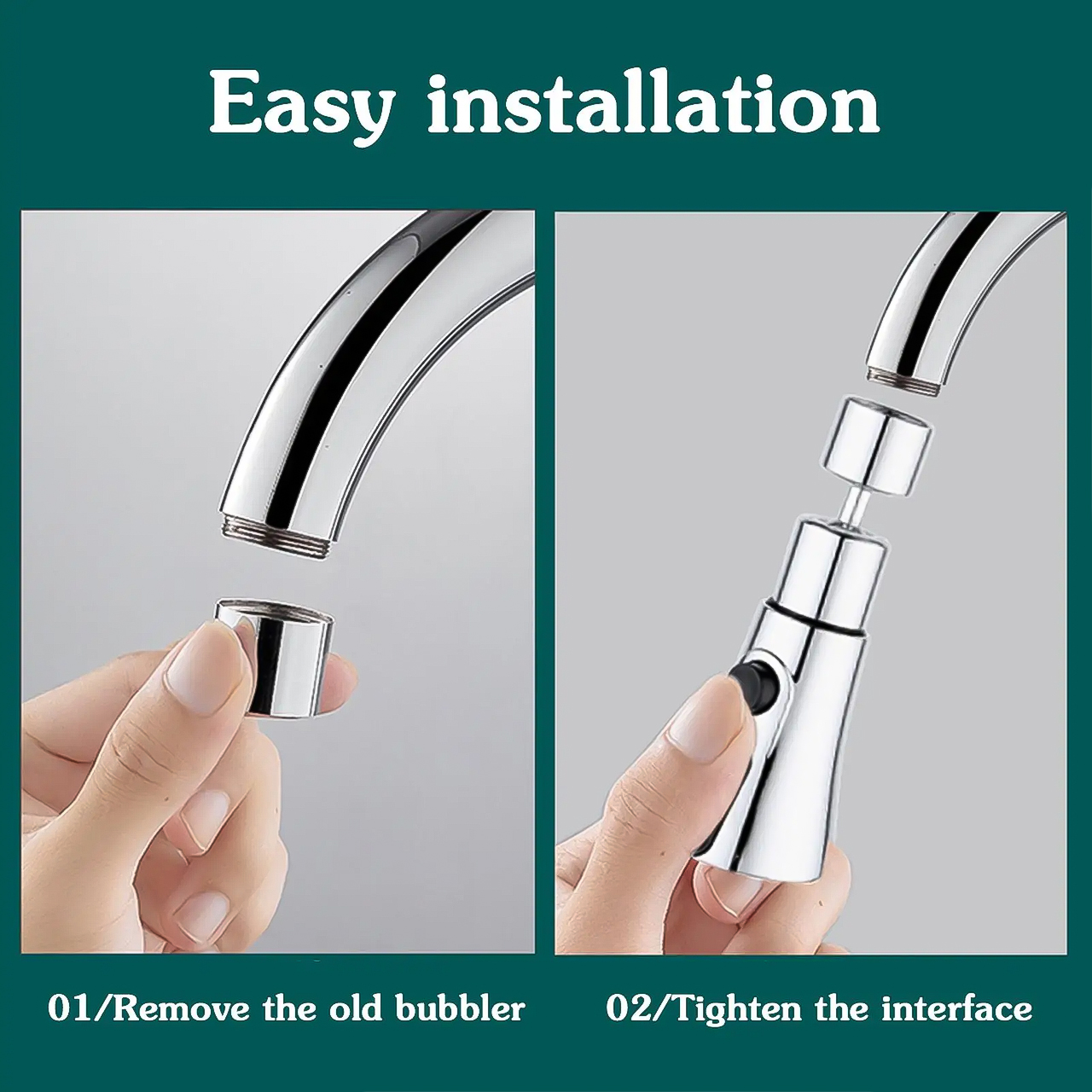 Đầu nối vòi rửa chén bát đa năng chống bắn xả 3 chế độ tiện lợi xoay 360 độ