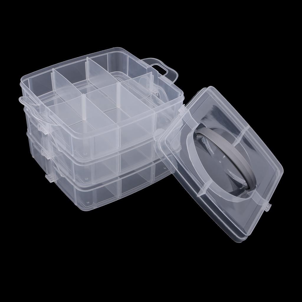 2x Plastic Clear Jewelry Bead Organizer Box Storage Box Craft Tools