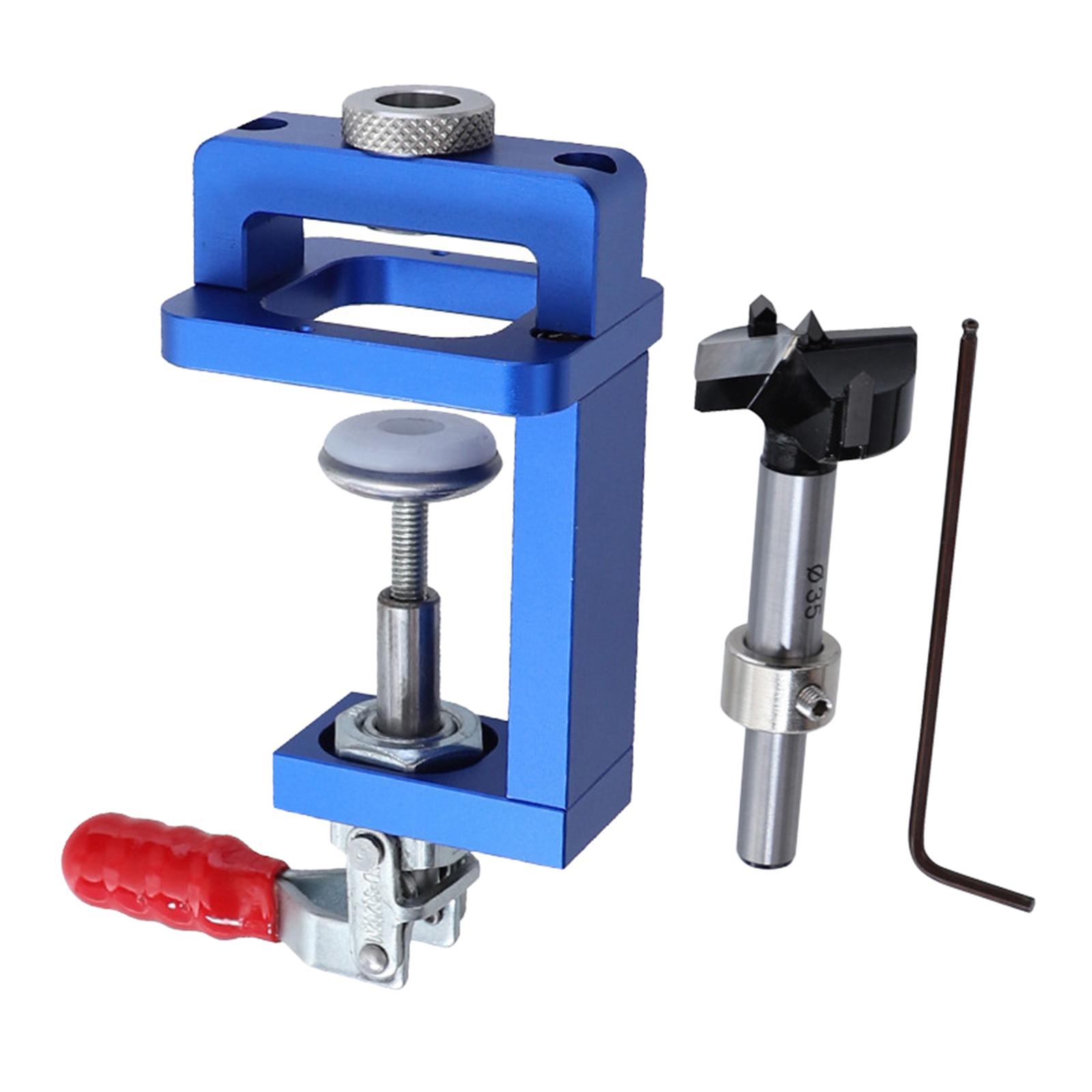 35mm Concealed Hinge Jig with Clamp Drill Bit Drilling Guide Hole Punch Locator Kit Woodworking Cabinet Door Installation Tools