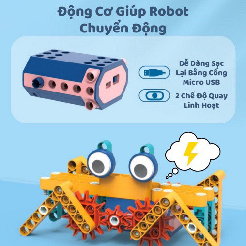 Đồ chơi lắp ráp robot cơ khí kỹ sư DIY sáng tạo thông minh có động cơ motor điện giáo dục khoa học cho trẻ em