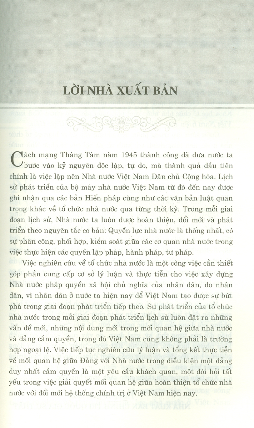 Tổ Chức Nhà Nước Việt Nam Hiện Nay - Những Vấn Đề Lý Luận Và Thực Tiễn