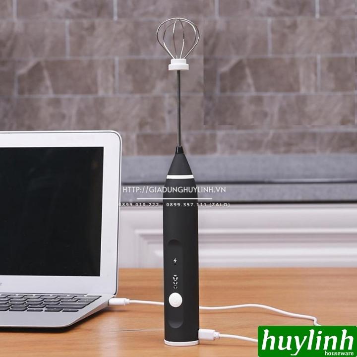 Máy tạo bọt sữa cà phê, đánh trứng đầu sạc USB 2 loại đầu khuấy cafe và đánh trứng