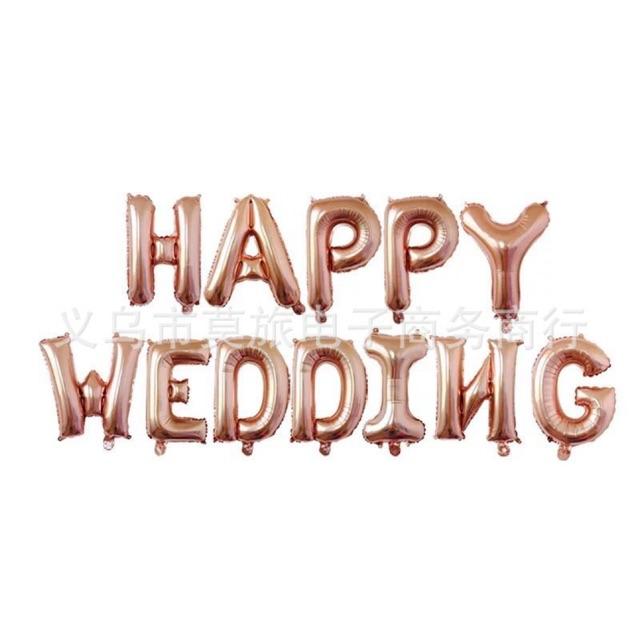 Bộ chữ happy wedding màu rose gold